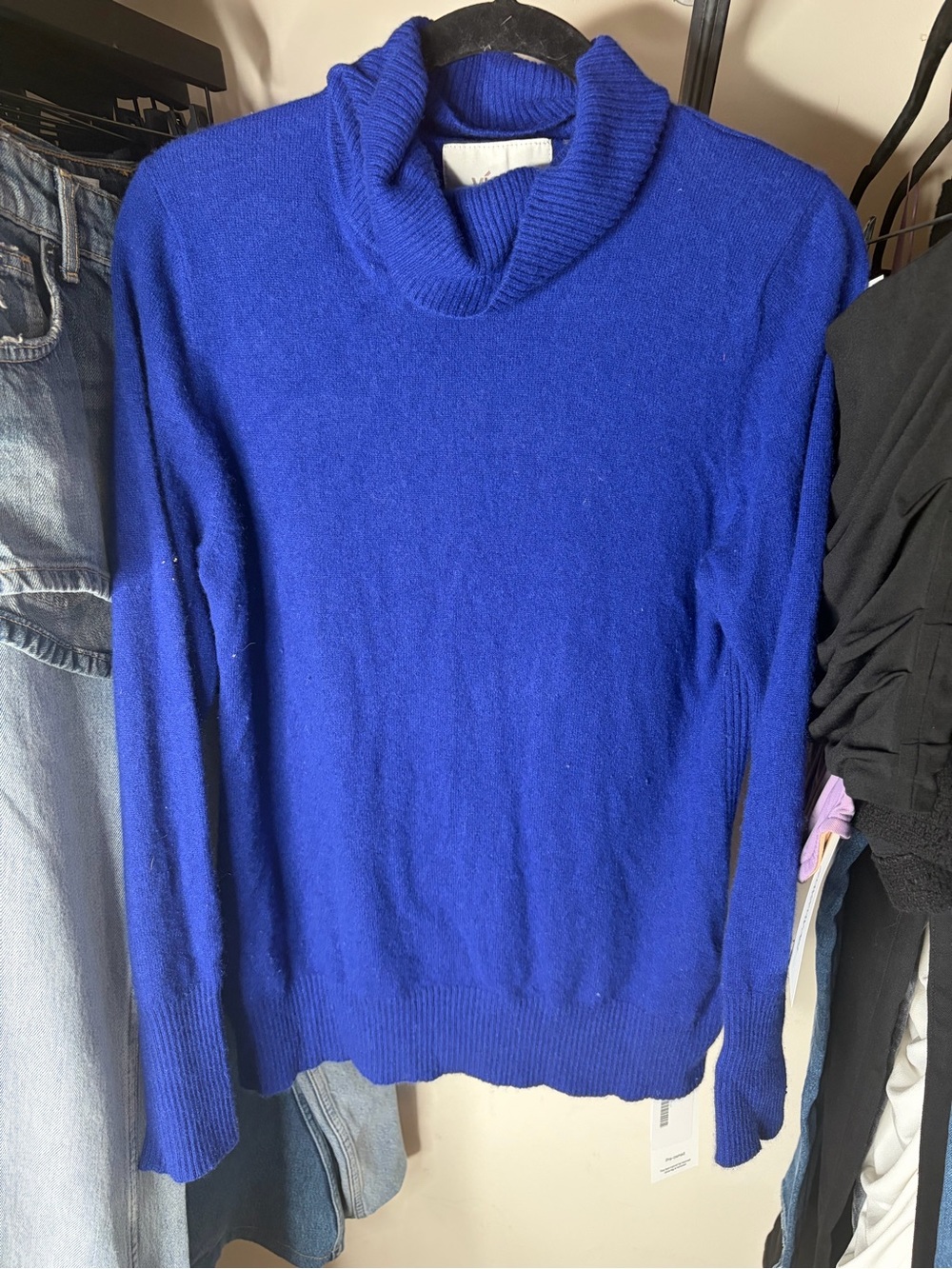 Women's Royal Blue Cashmere Cowl Neck Sweater